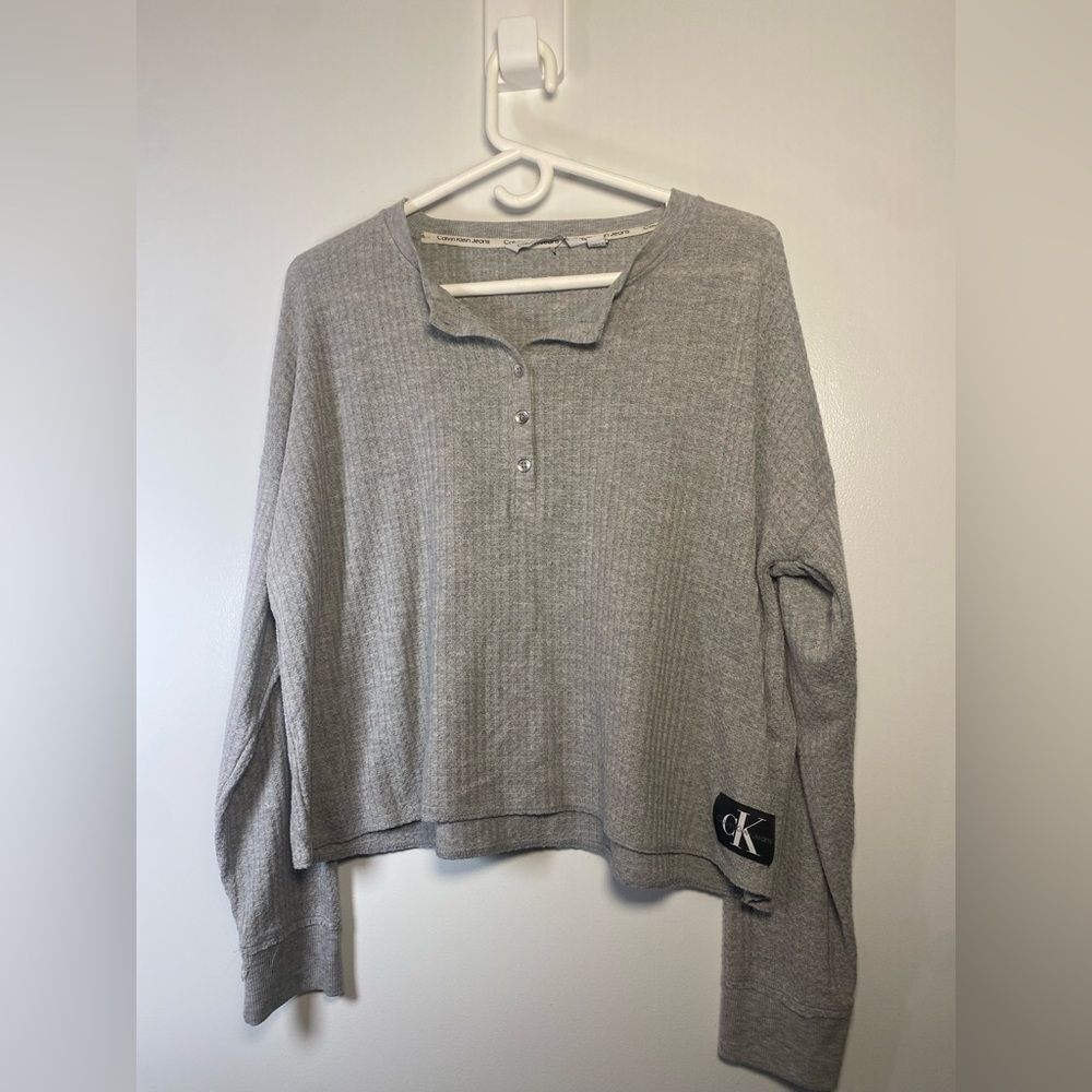 Calvin Klein Jeans Light Gray Button Down Shirt - Picture 1 of 3